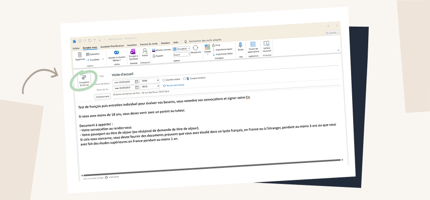 Exemple de rendez-vous outlook