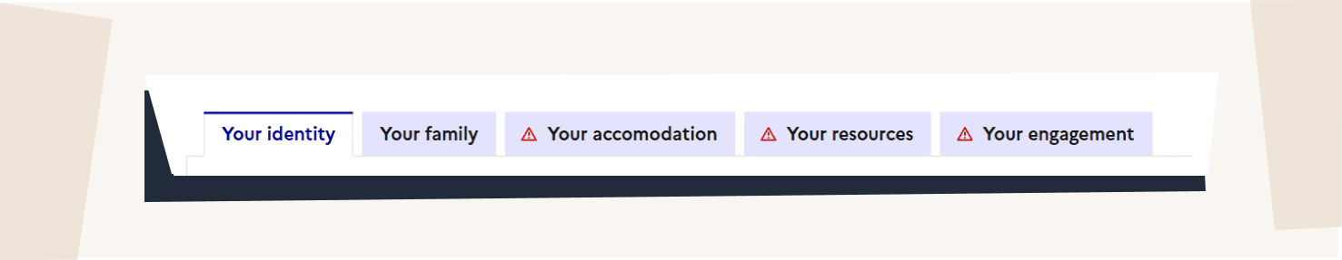 Tabs of your family reunification application.